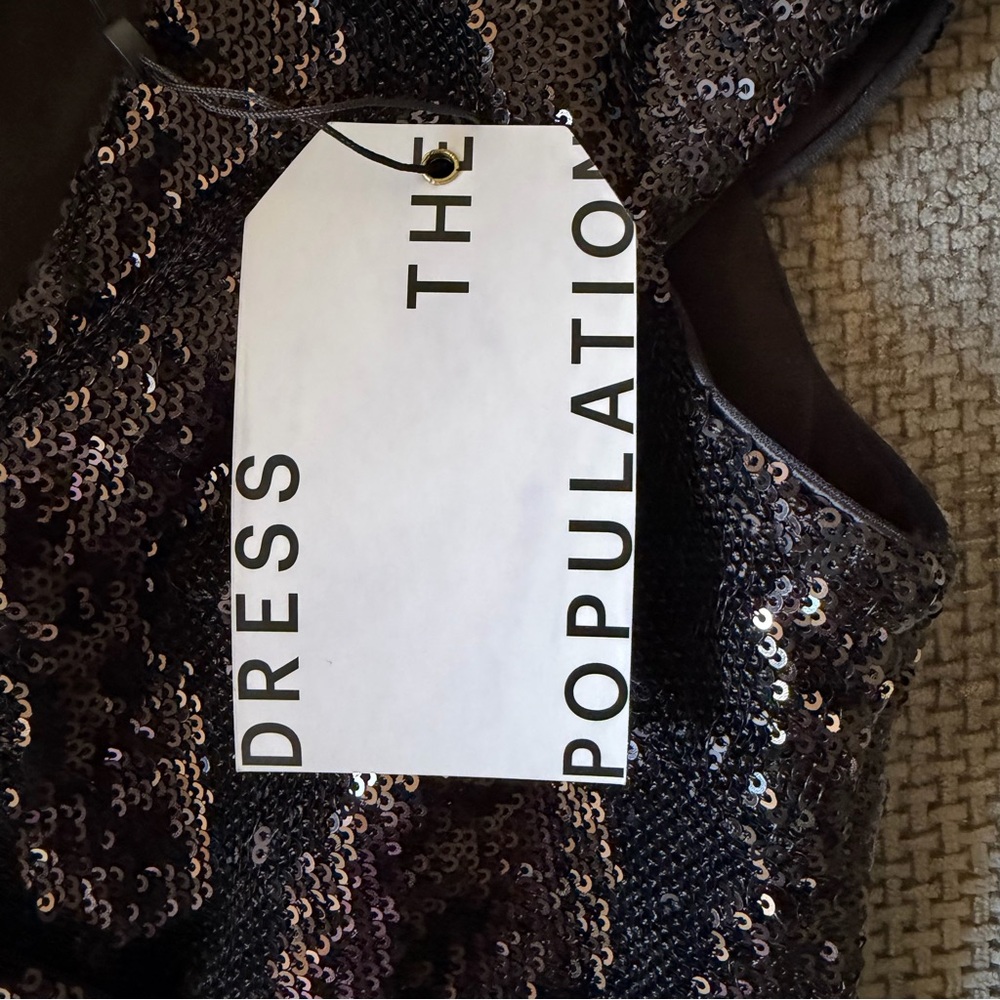 Dress the Population Jaleah Sequin V-Neck Cap Sleeve Sheath Dress S Cocktail - Picture 7 of 15